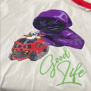 Men Trendy Graphic Tee with Purple and Red Design